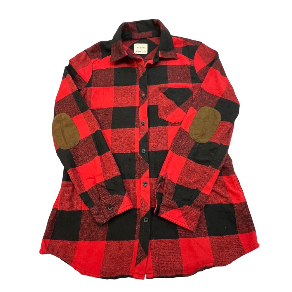 Ci Sono Plaid Collection Button Up Shirt Womens M‎ Red Black Buffalo Check